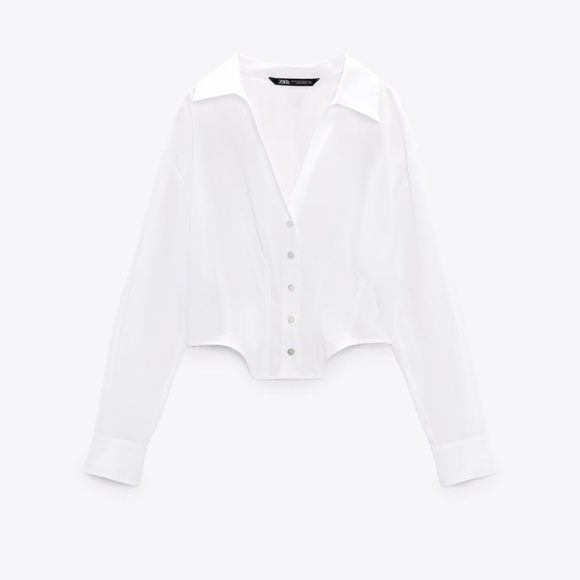 NWT Zara Corset Style Poplin Top in White - Picture 1 of 9